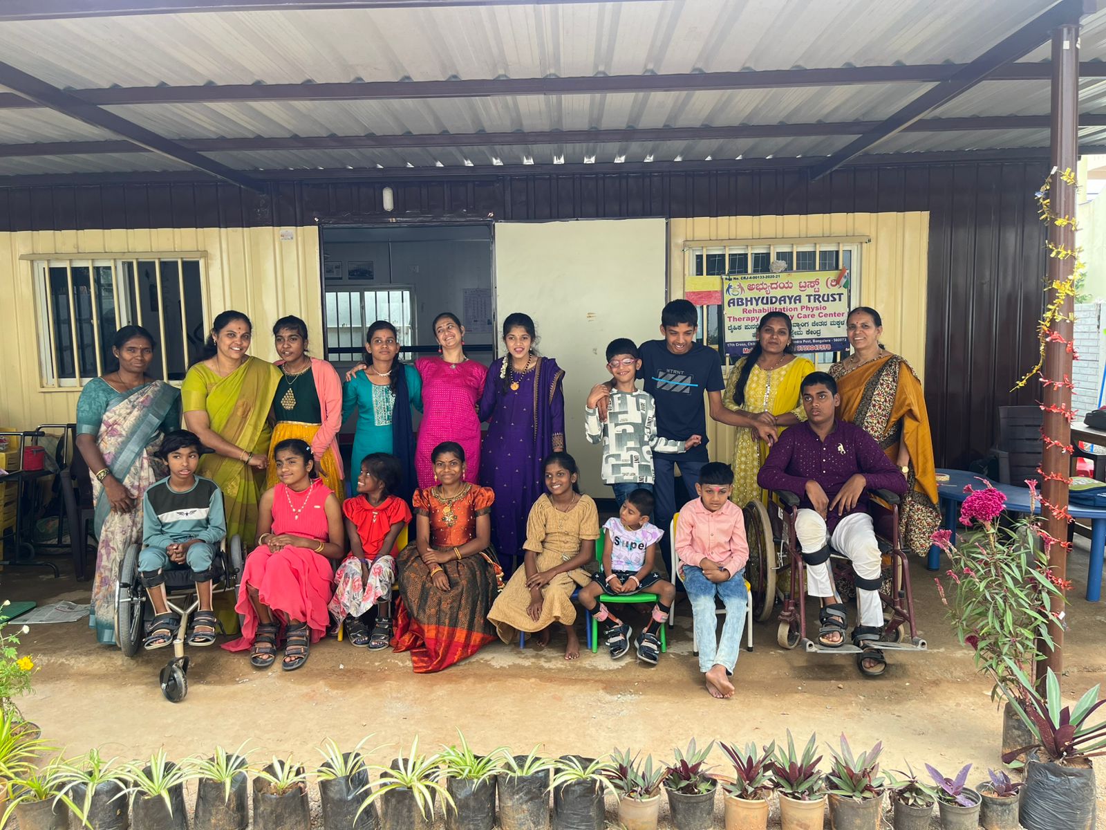 Abhyudaya Trust community — children, families, and staff at the rehabilitation centre